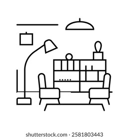 scandinavian interior desig line icon vector. scandinavian interior desig sign. isolated contour symbol black illustration