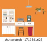 Scandinavian kitchen interior-cupboard and kitchen counter