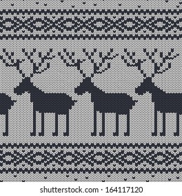 Scandinavian knitted seamless pattern with deers