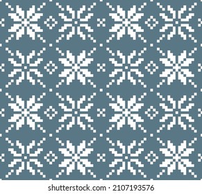 Diseño de patrones sin fisuras de tejido escandinavo. Patrón de estrellas nórdicas en blanco y azul.