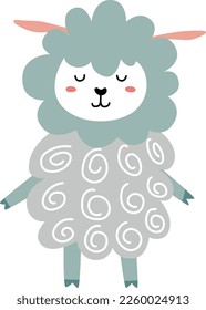 Scandinavian lamb character. Cute baby animal in childish style