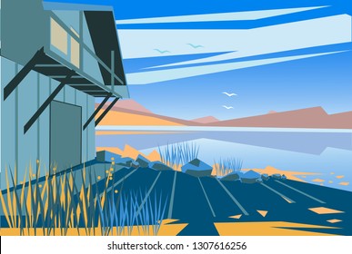 Scandinavian landscape illustration