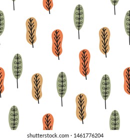 Scandinavian Leaf for Autumn Seamless Pattern