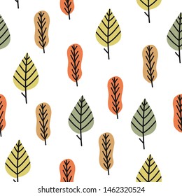 Scandinavian Leaf for Autumn Seamless Pattern