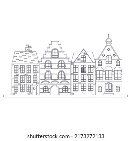Scandinavian line style houses. Vector illustration.