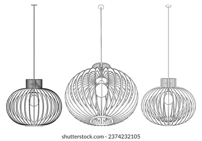 Skandinavischer Lüster Lüster Lamp Vector 94. Illustration einzeln auf weißem Hintergrund. Eine Vektorgrafik eines Kronleuchters.