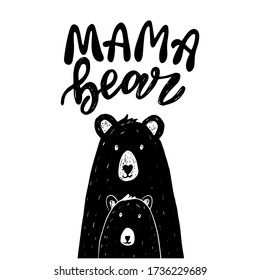 Scandinavian mama bear vector and funny lettering