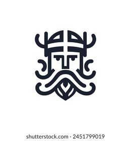 scandinavian man tribe line logo vector illustration template design