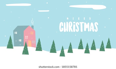 Scandinavian Merry Christmas Background Vector Illustration.