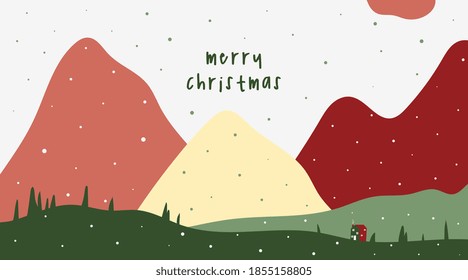 Scandinavian Merry Christmas Background Vector Illustration.