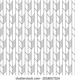 Scandinavian modern folk seamless monochrome vector pattern with arrows and lines in minimalist geometric style