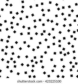 Scandinavian monochromatic seamless pattern with crosses. Abstract background. Stock vector.