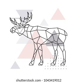 Scandinavian moose, side view. Geometric vector illustration.