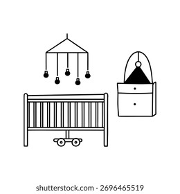 Scandinavian nursery interior vector illustration