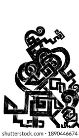 Scandinavian ornament knot decoration. Black monochrome Nordic tribal illustration. Medieval viking symbol male tattoo vector