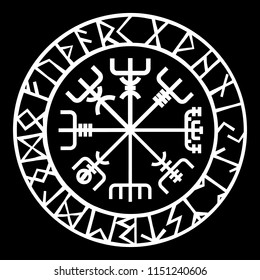 Scandinavian ornament with sacred runes. Round pattern