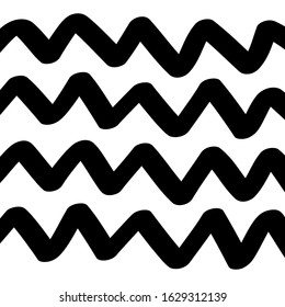 Scandinavian pattern. Black and white abstract geometric background. Hand drawn striped zig zag line shape. Flat design style. Vector illustration