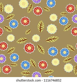 Scandinavian pattern. flowers, leaflets in vintage style. Green background. Wedding, save the date, birthday. Vector hand drawn