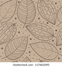 Scandinavian pattern foliage leafs lace doodle,cocoa coffee brown for background,web design,package,textile,decor,template,inventation cards,personal