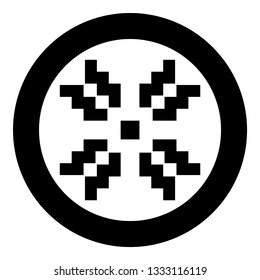 Scandinavian pattern icon black color vector in circle round illustration flat style simple image