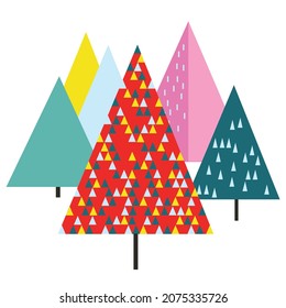 Scandinavian patterned Christmas tree vector placement design, for wallpaper, fashion print, textile pattern, scrapbooking, invitation, christmas card, decoration, festive, traditional, simple