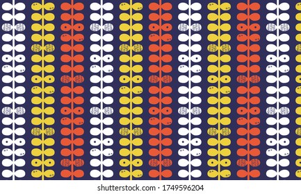 Scandinavian pattern.Little and cute colorful leafs.