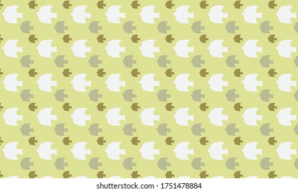 Scandinavian pattern.Little and cute yellow bird.