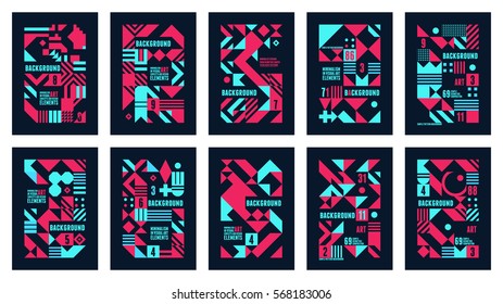 Scandinavian Poster Colorful Background Decorative Wallpaper with geometric Bold Editable Simple Block in Bright Color
