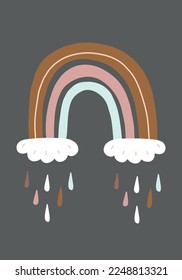 Scandinavian rainbow in boho color for children's room wall decor. Vector illustration
