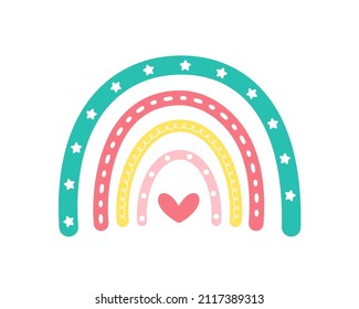 scandinavian rainbow cute greeting card elements isolated on a white background