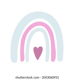Scandinavian rainbow doodle style. Illustration for for childrens room wall decor.