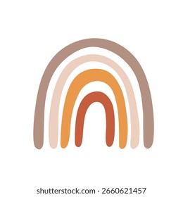 Ilustração do arco-íris escandinavo, design simples do vetor do doodle plano, isolado no fundo branco