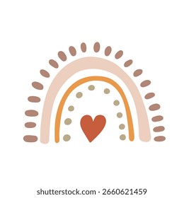 Ilustración escandinava del arco iris, diseño plano simple del Vector del doodle, aislado en el fondo blanco