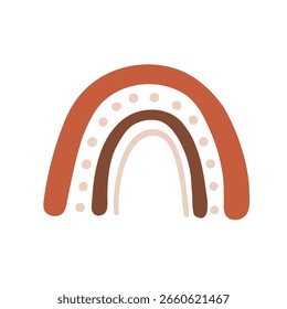 Ilustración escandinava del arco iris, diseño plano simple del Vector del doodle, aislado en el fondo blanco