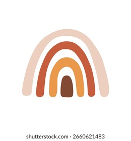Ilustración escandinava del arco iris, diseño plano simple del Vector del doodle, aislado en el fondo blanco