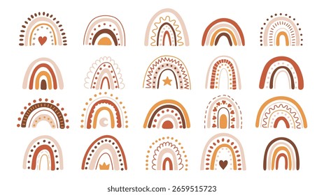 Scandinavian Rainbow Illustrations set, vector illustration, isolated on white background