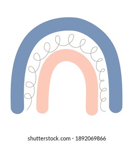 The Scandinavian rainbow is isolated on a white background. Vector illustration in a simple Scandinavian style for children.