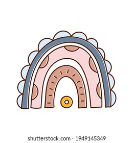 Scandinavian rainbow, neutral color illustration isolated on white background. Cute pastel rainbow nursery room decor, printable poster for kids, t shirt design. Vector