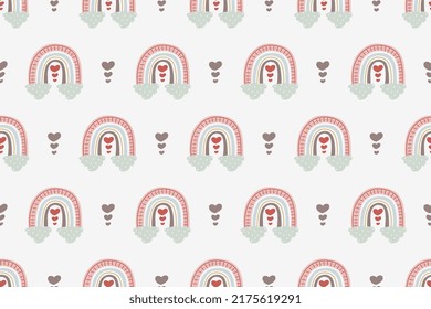 Scandinavian Rainbow Seamless Pattern Background Vector. Colorful Rainbow Pattern Printable