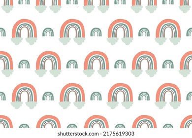 Scandinavian Rainbow Seamless Pattern Background Vector. Colorful Rainbow Pattern Printable