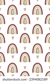 Scandinavian rainbow seamless pattern background. Nursery rainbow background