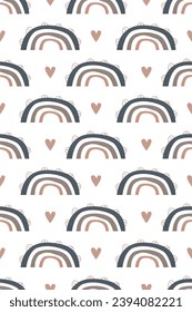 Scandinavian rainbow seamless pattern background. Nursery rainbow background
