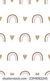 Scandinavian rainbow seamless pattern background. Nursery rainbow background