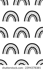 Scandinavian rainbow seamless pattern background. Nursery rainbow background