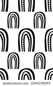 Scandinavian rainbow seamless pattern background. Nursery rainbow background