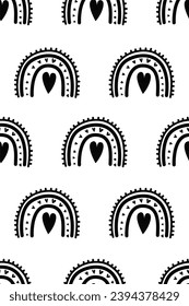 Scandinavian rainbow seamless pattern background. Nursery rainbow background