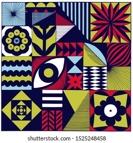 Scandinavian or retro style graphic pattern. Hand-drawn vector illustration for your nordic design.