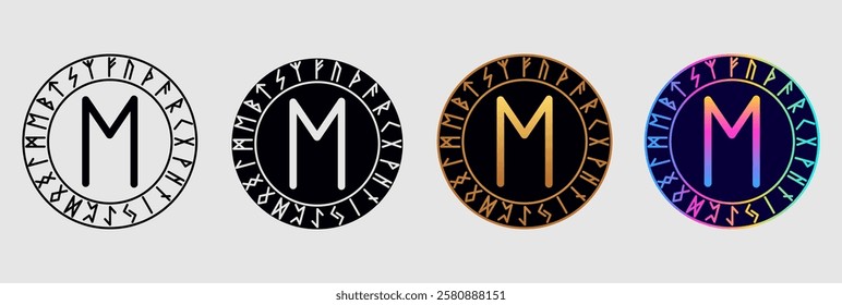 Scandinavian rune Ehwas  in different design variations.