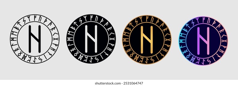 Scandinavian rune Hagalaz  in different design variations.