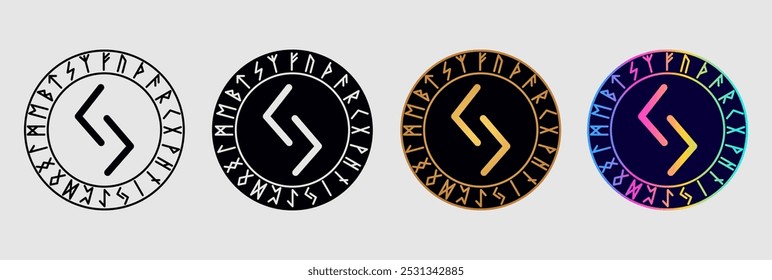 Scandinavian rune Jera  in different design variations.